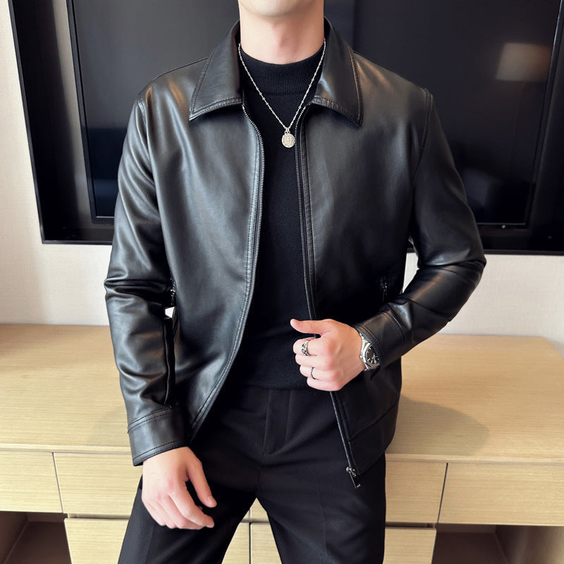 Leather Lapel Jacket